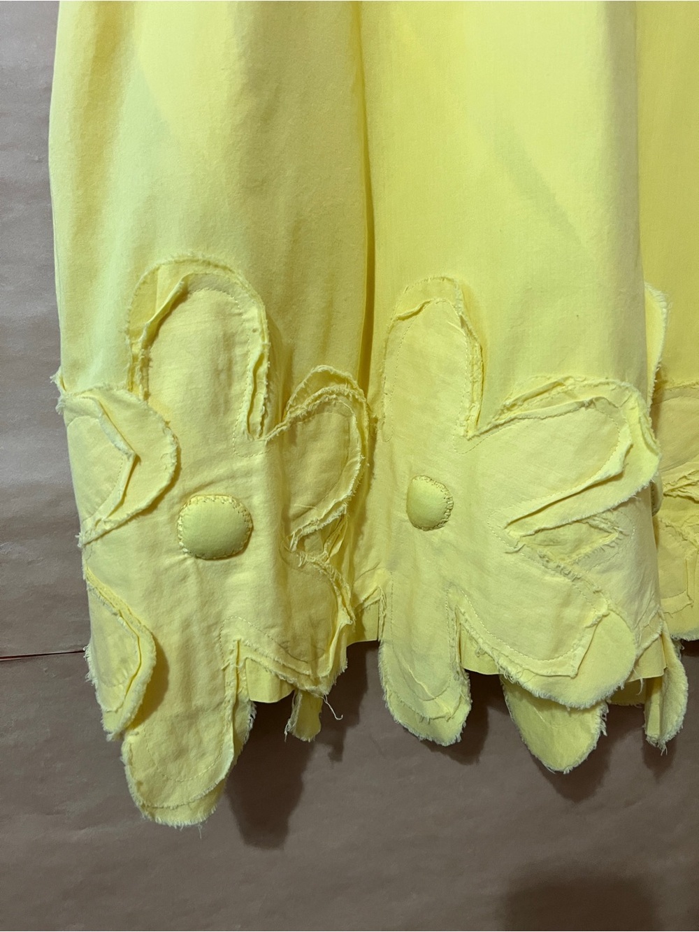 Frances Valentine | Zennia Flower Dress Floral Applique Hem Mini Yellow Size XL - Picture 7 of 15